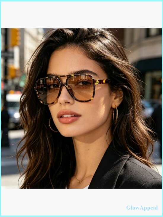 Vintage Oversized Double Beam 70s Pilot Sunglasses Unisex Large Square Frame
